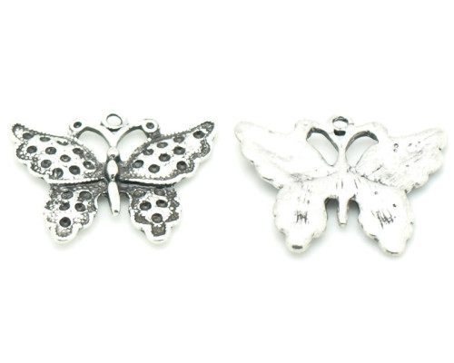Kovodíl - přívěsek, barva stříbrná antik 1ks - motýl