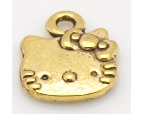 Kovodíl - přívěsek, barva zlatá antik 1ks - kočička č.19